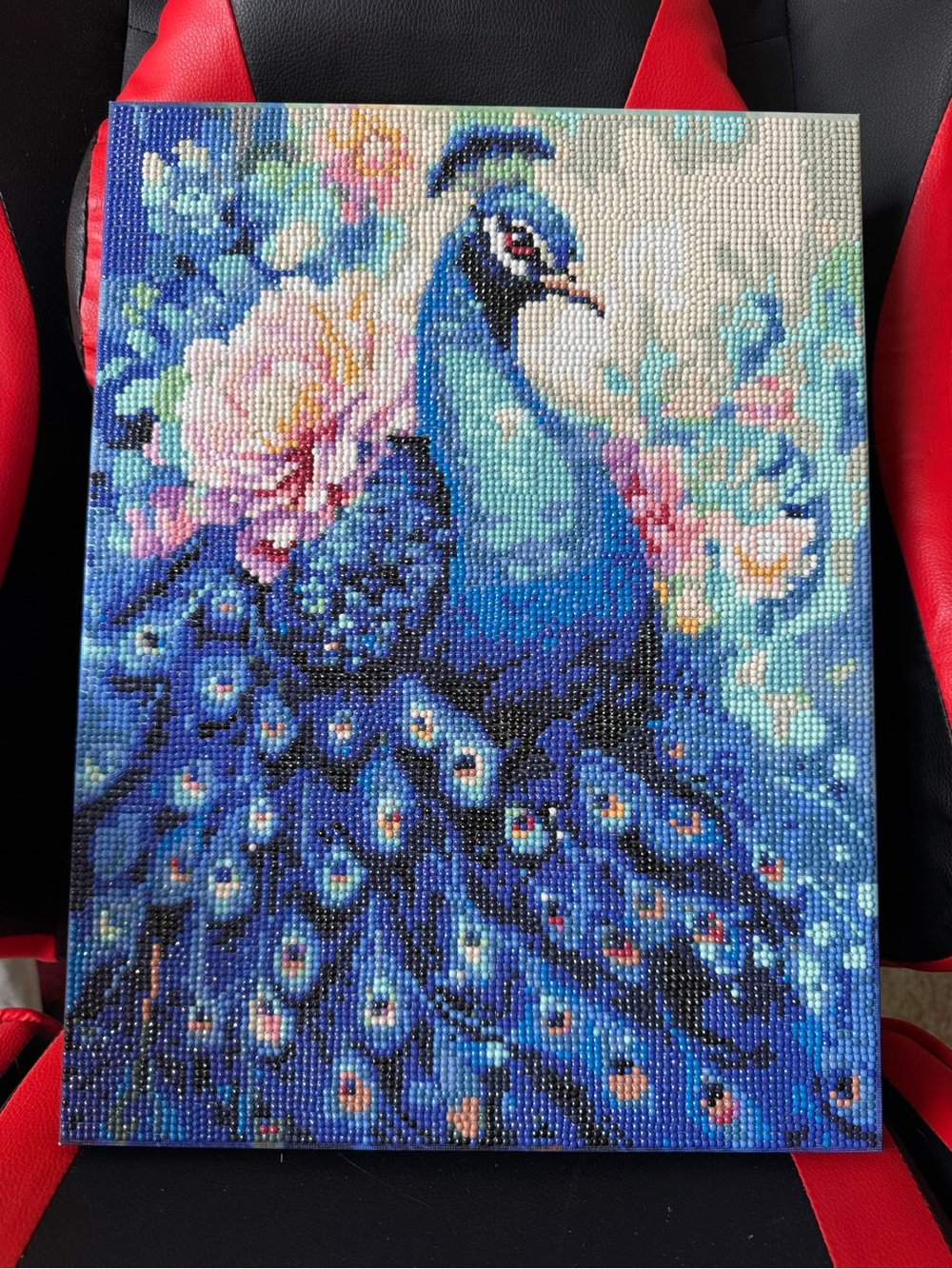 12x16 Peacock Diamond Framed Canvas Art - completed
